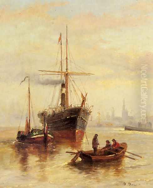 A Harbor Scene with a View of Venice Oil Painting by Bartolomeo Bezzi