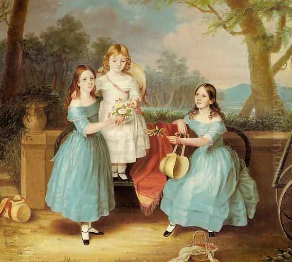 Georgina, Augusta Rose and Emily Oil Painting by Martha Berkeley