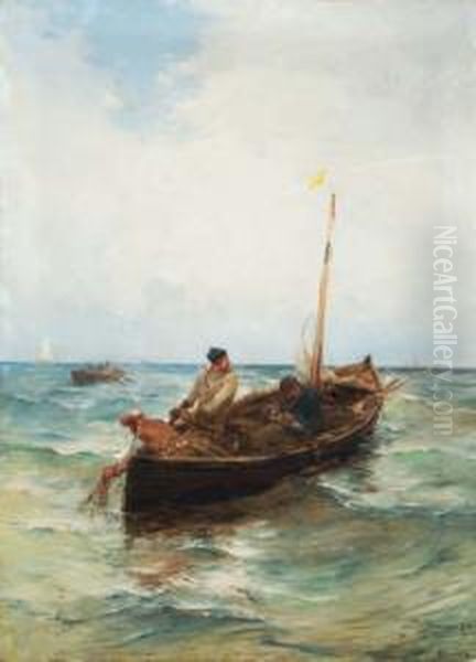 Bringing In The Catch Oil Painting by Paul Bistagne