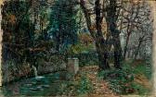 Sottobosco Con Ruscello Oil Painting by Leonardo Bistolfi