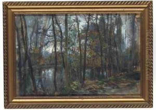 River Landscape Oil Painting by Leonardo Bistolfi