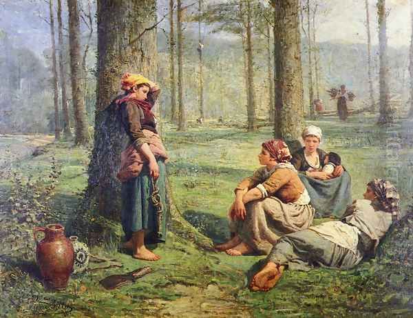 Ramasseuses De Bois Oil Painting by Pierre Celestin Billet