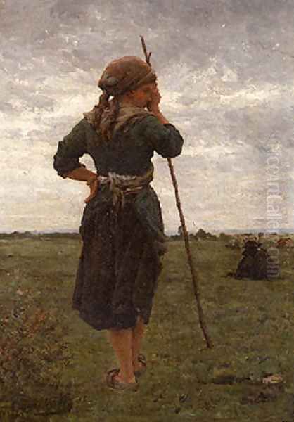 The shepherdess 1879 Oil Painting by Pierre Celestin Billet