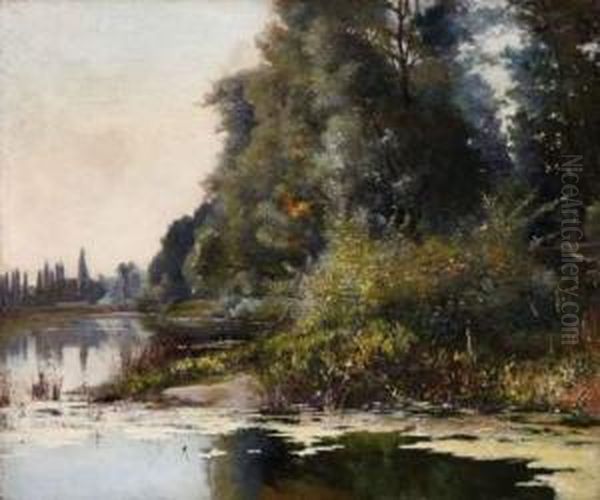 Paysage Au Lac Oil Painting by Henri Biva