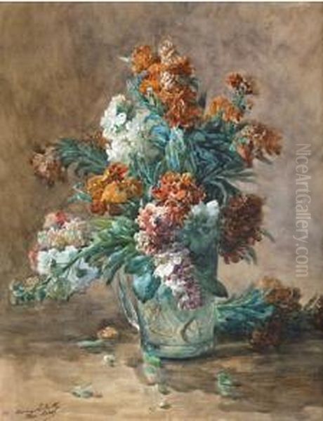 Vase De Fleurs. Oil Painting by Henri Biva