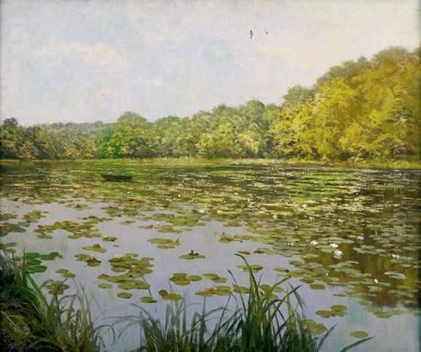 Les Nympheas Oil Painting by Henri Biva