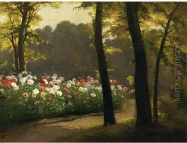 L'allee Fleurie Oil Painting by Henri Biva