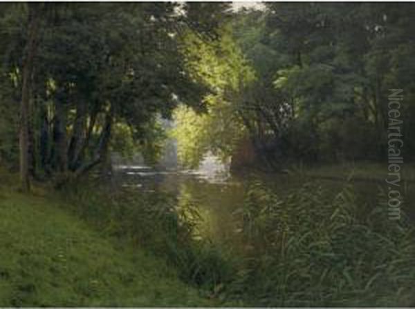 By The River Oil Painting by Henri Biva