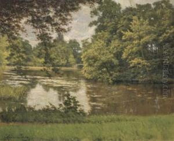 Paysage Avec Riviere Oil Painting by Henri Biva