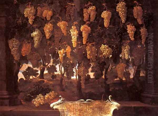 Grapes Oil Painting by Bartolommeo Bimbi