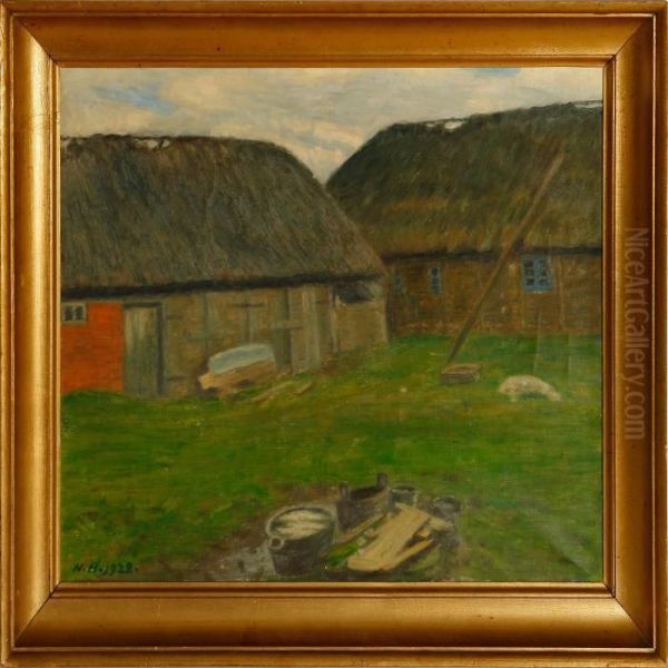 A Farmhouse Oil Painting by Niels Bjerre