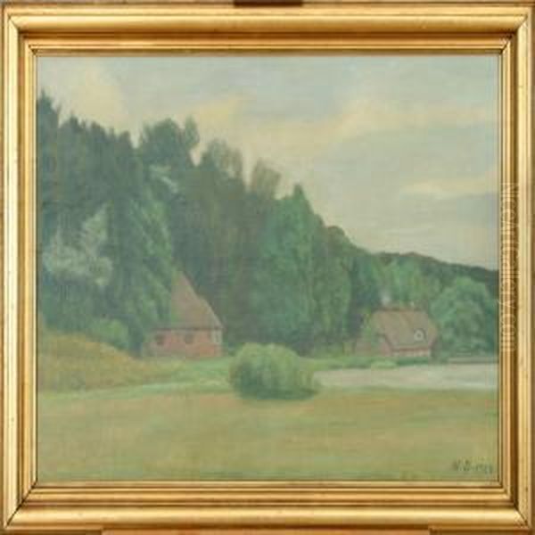 Signed N. B. 1923 Oil Painting by Niels Bjerre