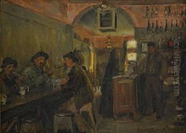 Fran En Trattoria I Venedig Oil Painting by Gustav Oscar Bjorck