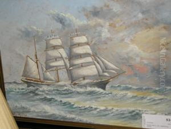 Segelfartyg Oil Painting by Gustav Oscar Bjorck