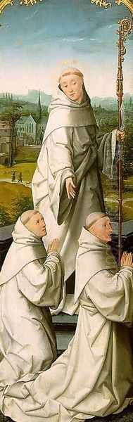 The Retable of Le Cellier (triptych) (inner-left panel featuring St. Bernard & Cistercian Monks) 1508-09 Oil Painting by Jean Bellegambe the Elder