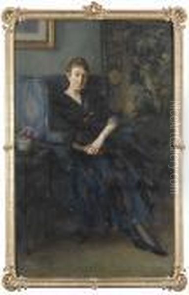 Portratt Av Anna Marg Muller Oil Painting by Gustav Oscar Bjorck