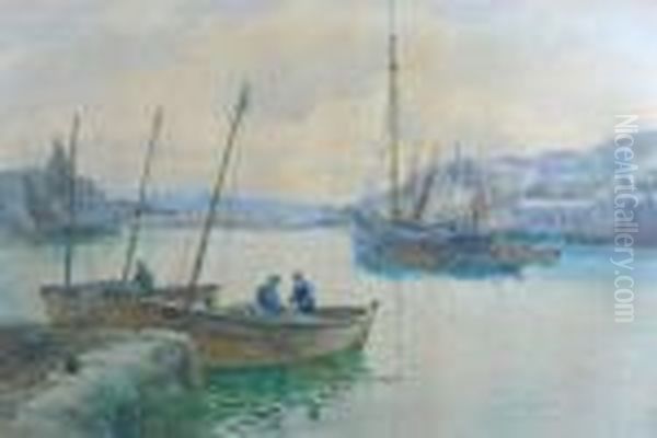 Fishermen Mending Their Nets, Tarbert, Loch Fyne Oil Painting by Andrew Black