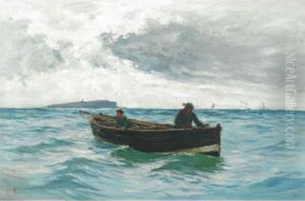 Fishermen In A Dory Oil Painting by Andrew Black