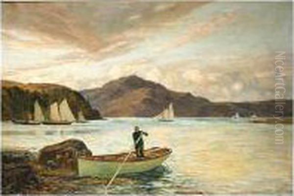 On A Sea Loch Oil Painting by Andrew Black