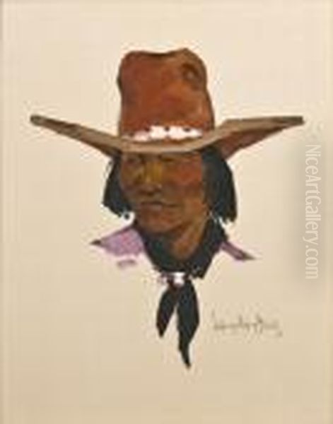 Portrait Of A Native American Man Oil Painting by Laverne Nelson Black