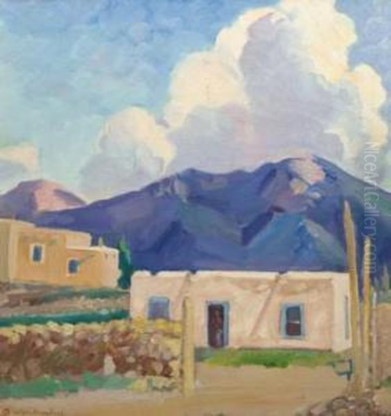 Two Adobes Oil Painting by Laverne Nelson Black