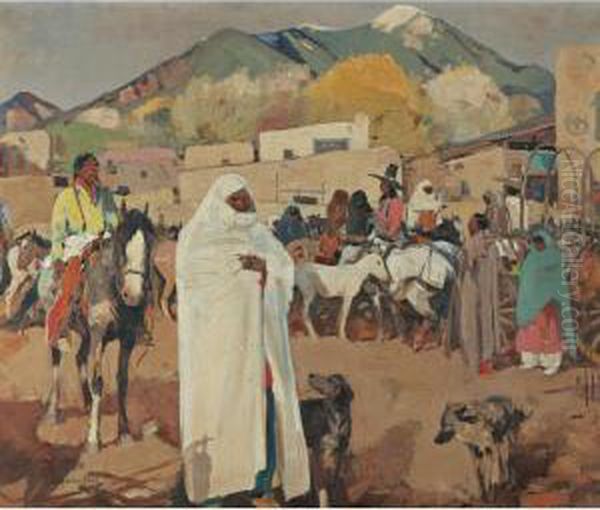 Fiesta Time At Taos Oil Painting by Laverne Nelson Black