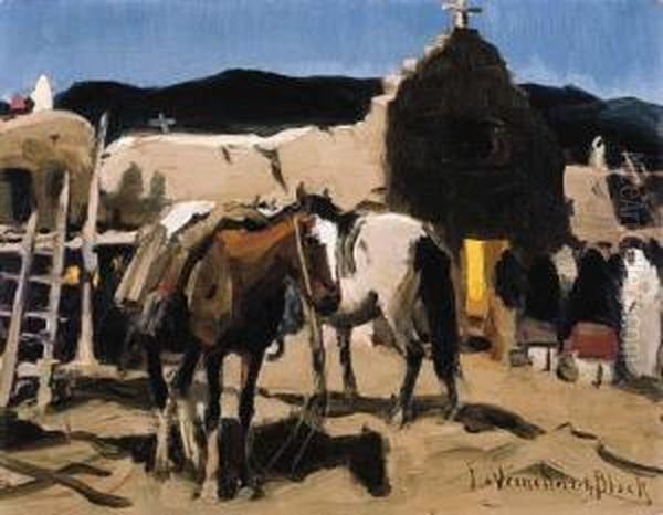 Night Scene At The Mission Oil Painting by Laverne Nelson Black