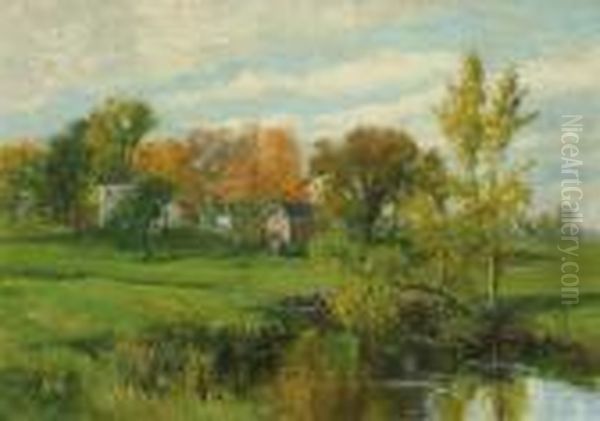 On The Farm, Early Autumn Oil Painting by Olive Parker Black