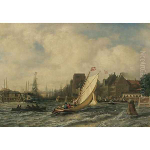 Copenhagen Harbour 1868 Oil Painting by Aleksei Petrovich Bogolyubov