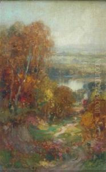 Autumnal Landscape Oil Painting by Thomas Bromley Blacklock