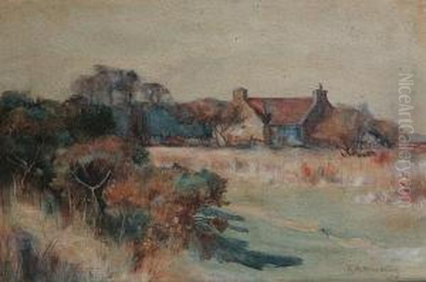 Knowe Mill, East Linton Oil Painting by Thomas Bromley Blacklock