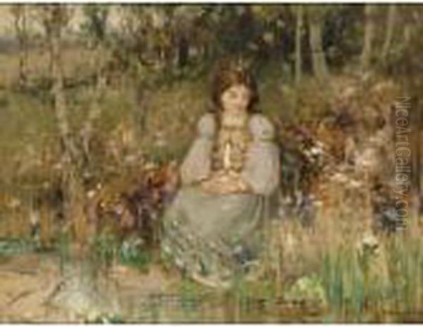 A Woodland Princess Oil Painting by Thomas Bromley Blacklock