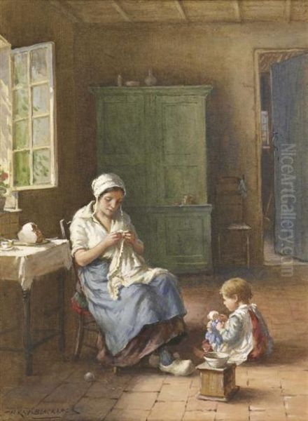 The Sewing Lesson Oil Painting by William Kay Blacklock