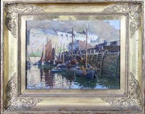 Polperro Harbour Oil Painting by William Kay Blacklock