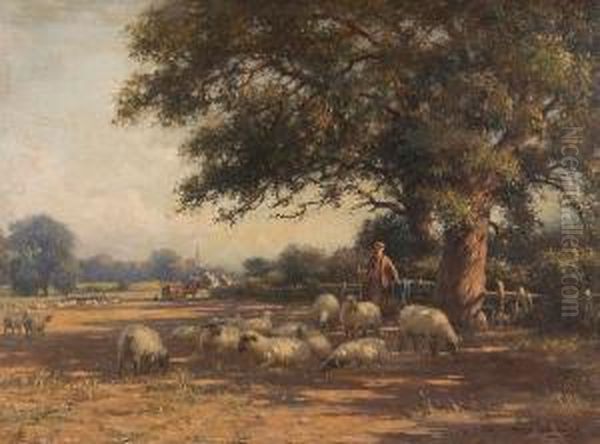 Rural Landscape With Farmer And Sheep Oil Painting by William Kay Blacklock