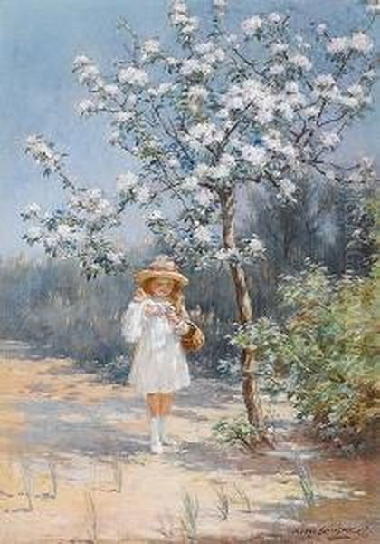 Collecting Blossom Oil Painting by William Kay Blacklock