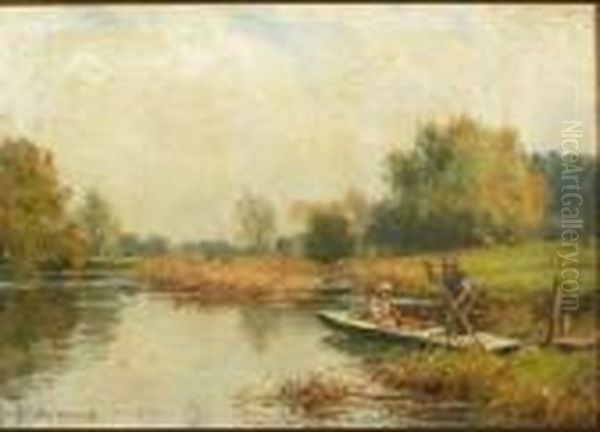 River Ferry Oil Painting by William Kay Blacklock