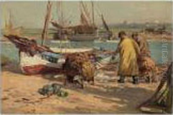 Landing The Catch Oil Painting by William Kay Blacklock