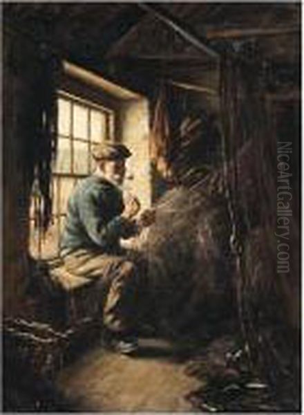 Mending The Nets Oil Painting by William Kay Blacklock