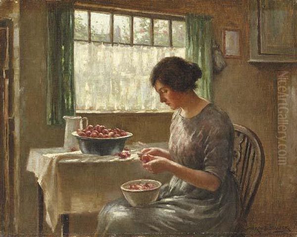 Cleaning Fruit Oil Painting by William Kay Blacklock