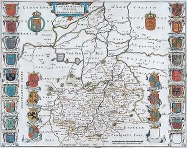 Cambridgeshire, With The Arms Of The Colleges C.1659 Oil Painting by Joan Blaeu