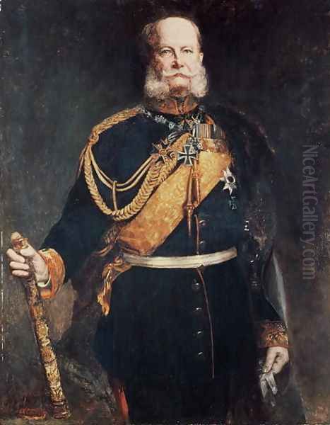 Kaiser Wilhelm I Oil Painting by Gottlieb Biermann