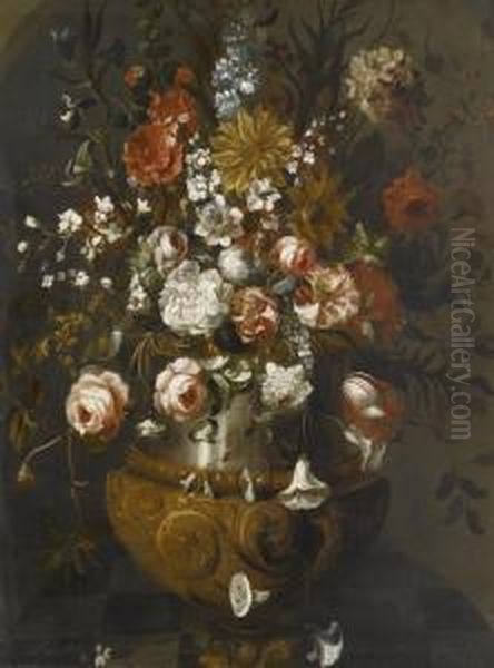 Still Life With Flowers. Oil Painting by Jean Baptiste Belin de Fontenay