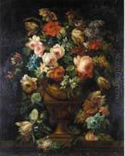 Still Life Of Flowers In An Urn Oil Painting by Jean Baptiste Belin de Fontenay