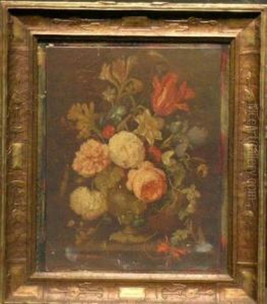 Floral Still Life Oil Painting by Jean Baptiste Belin de Fontenay