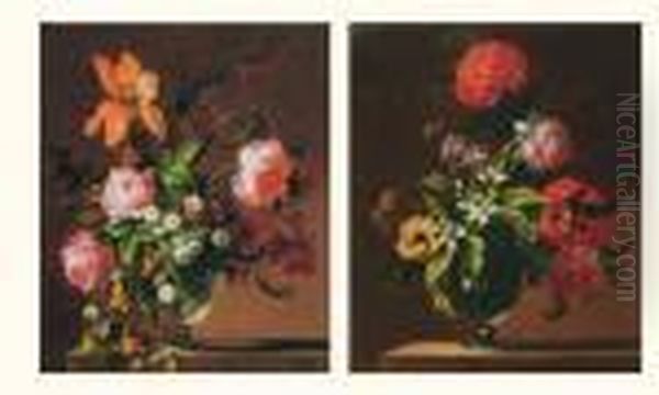 Bouquets De Fleurs Oil Painting by Jean Baptiste Belin de Fontenay