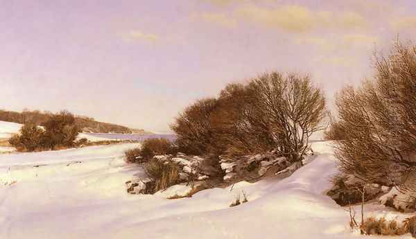 Winter Near The Lake Oil Painting by Janus Andreas Bartholin La Cour