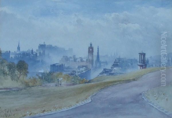 Edinburgh From Calton Hill Oil Painting by John Blair