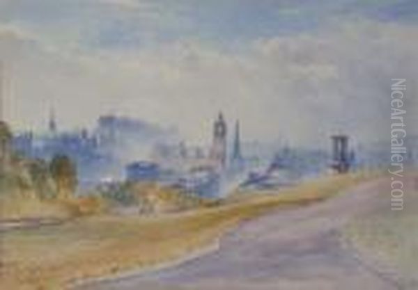 Edinburgh From Calton Hill Oil Painting by John Blair