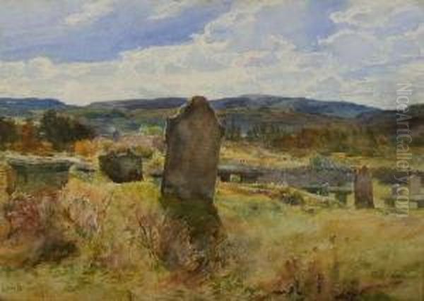 Landscape With Cemetery Oil Painting by John Blair